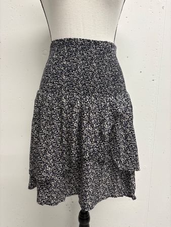 Co`Couture Minirock Gr.XS blau gemustert Viskose Rock Volant